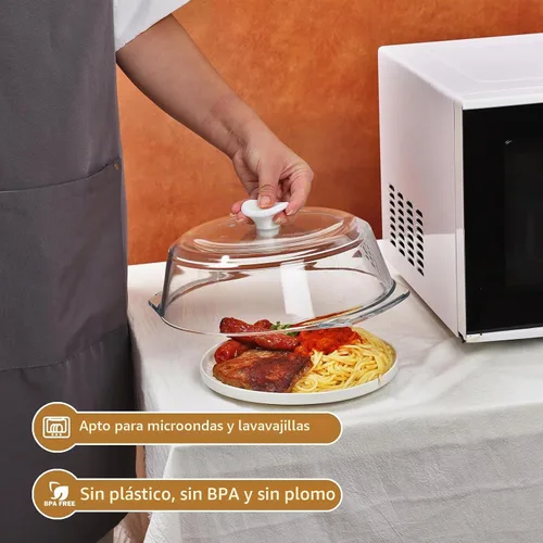 Vista 6 de Nueva cubierta de microondas de vidrio mejorada para alimentos con mango