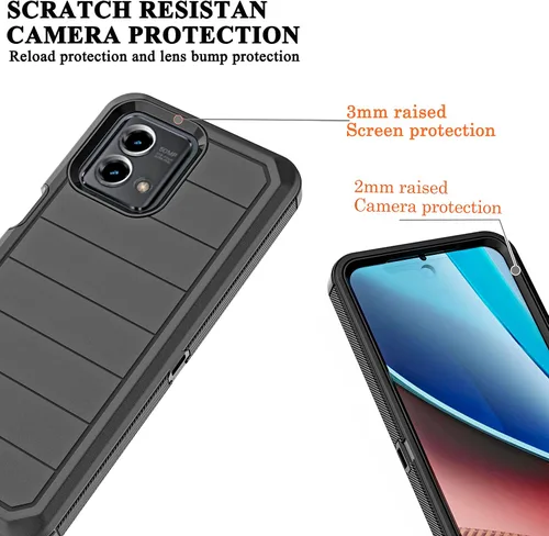 Vista 4 de Funda para Moto G Stylus 5G 2023 (sin protector de pantalla) con funda duradera de 3 capas a prueba de caídas, a prueba de golpes, funda de goma
