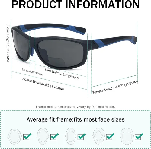 Vista 9 de Eyekepper Gafas de sol deportivas bifocales polarizadas para mujer