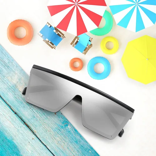 Vista 3 de FEISEDY B4061 - Lentes de sol planos para niños con montura cuadrada sin montura (edad 2-7)