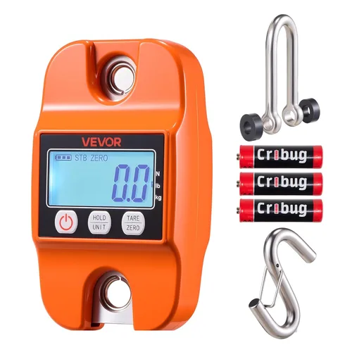 Vista 10 de VEVOR Báscula digital para grúa, 660 libras/661.4 lbs, báscula industrial resistente para colgar con caja de aluminio fundido y pantalla LCD, mini