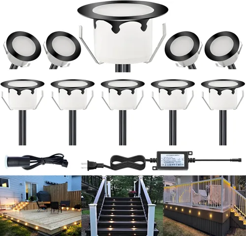 Vista 10 de Kit de luces LED que cambian de color con transformador y control remoto, paquete de 10 luces IP67 impermeables Φ1.77 pulgadas, 12 V, bajo voltaje