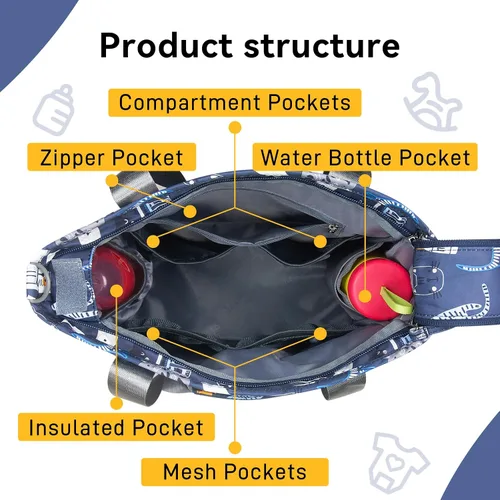 Vista 4 de Bolsa de pañales impermeable para mamá y papá, bolsas de viaje medianas multifunción (paraíso de gatos)