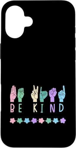 Vista 23 de Sign Language Be Kind Kindness ASL Pastel Pink Purple Blue Case for iPhone 16