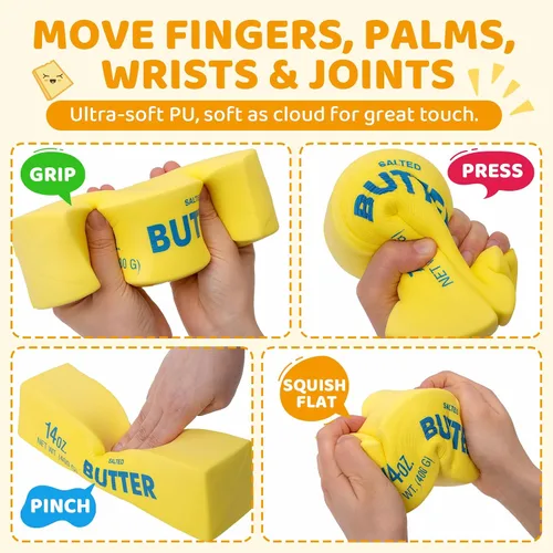 Vista 4 de Squishy Butter Squeeze Toy, 9.4IN Jumbo Butter Squishy Fidget Toy 1 Pack (9.5 In) Jumbo Butter Squishy