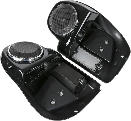 Vista 7 de Carenados para motocicletas para Harley, SLMOTO Carenado inferior ventilado negro vívido para piernas con altavoces de 6.5" y rejillas para Harley