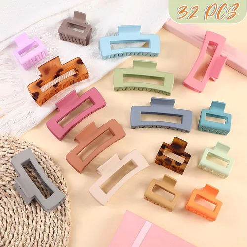 Vista 6 de Tigeen 32 pinzas para el cabello grandes y medianas de 4.1 pulgadas, elegantes y antideslizantes a granel para mujeres y niñas, sujeción fuerte