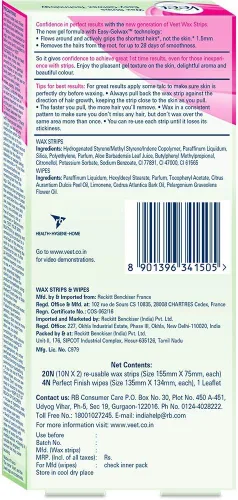 Vista 2 de Veet Kit de depilación de cuerpo completo, piel sensible (paquete de 20 tiras de cera)