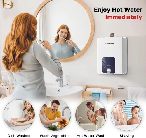 Vista 5 de ThermoMate Calentador de agua eléctrico con certificación UL, ES150B, punto de uso de 1.3 galones, calentador de agua debajo del fregadero, 120 V