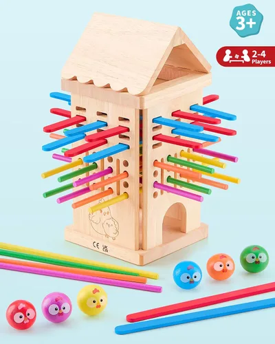 Vista 8 de Montessori - Juego de mesa para niños de 3 a 6 años, juguete de madera seguro y colorido, juego de aprendizaje de habilidades motoras finas, juego
