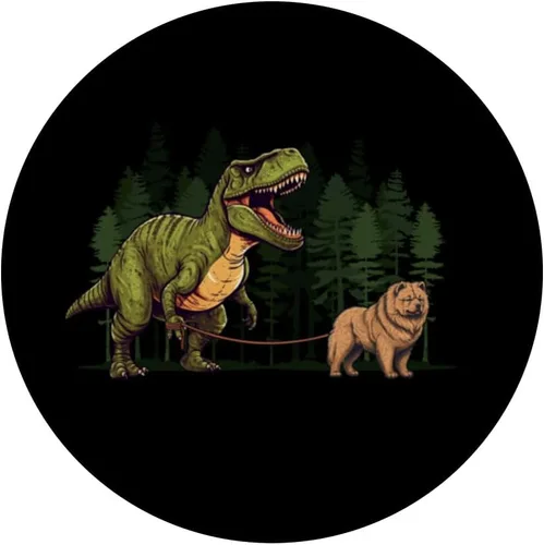 Vista 3 de Chow Chow Dinosaur T-Rex Walking Dog Trex - PopSockets intercambiables PopGrip para hombre