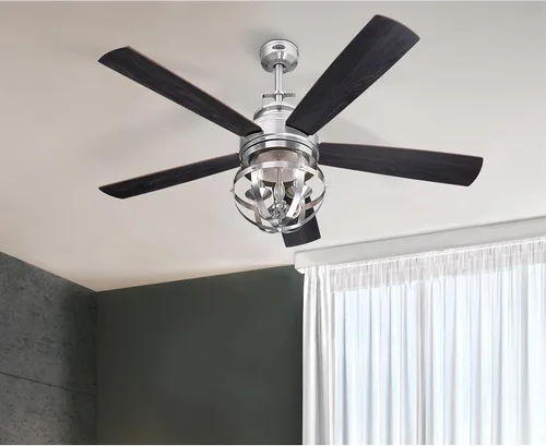 Vista 5 de Westinghouse Stella Mira Ventilador de techo con luz LED, 52 pulgadas, níquel cepillado Mando a distancia incluido, instalación interior, kit