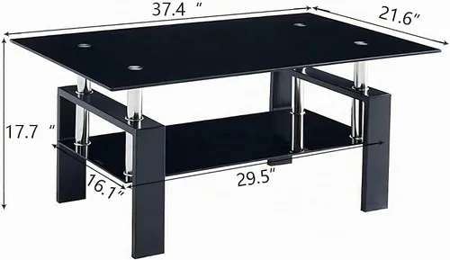 Vista 2 de Mesa de centro de cristal, mesa central rectangular de 2 niveles