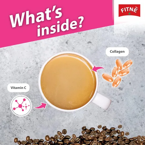 Vista 7 de FITNE - Paquetes de café instantáneo 3 en 1 mezcla con colágeno hidrolizado natural vitamina C mezcla suave sabrosa aromática sin azúcar edulcorante
