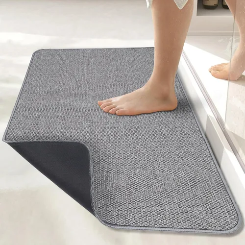 Vista 19 de Tapete de baño ultrafino, con base de goma, antideslizante, secado rápido, lavable a máquina, pelo bajo, absorbente, para ducha exterior, fregadero