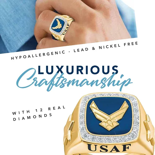 Vista 6 de The Danbury Mint - Anillos militares personalizados para hombre - Ejército, Fuerza Aérea, Marina, Cuerpo de Marines de Estados Unidos - Regalos
