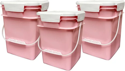 Vista 16 de House Naturals Cubo cuadrado de grado alimenticio de 4 galones con asas de plástico y tapa (paquete de 3) recipientes fabricados en Estados Unidos