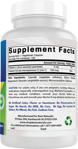 Vista 6 de Best Naturals MK-7 Vitamina K2 100 mcg 120 Vcaps