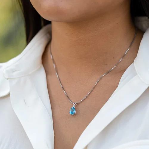 Vista 5 de Peora Dije de oro de 14 quilates para mujer con diamante, elegante diamante solitario en forma de lágrima de 10x7mm 0.394 x 0.276 pulgadas, piedras
