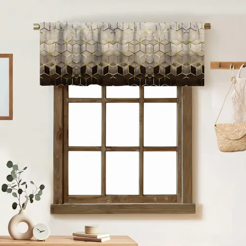 Vista 20 de Cortina de cenefa de mármol verde con venas doradas de mármol negro, diseño abstracto de lujo, elegante cenefa con bolsillo para barra, 1 panel