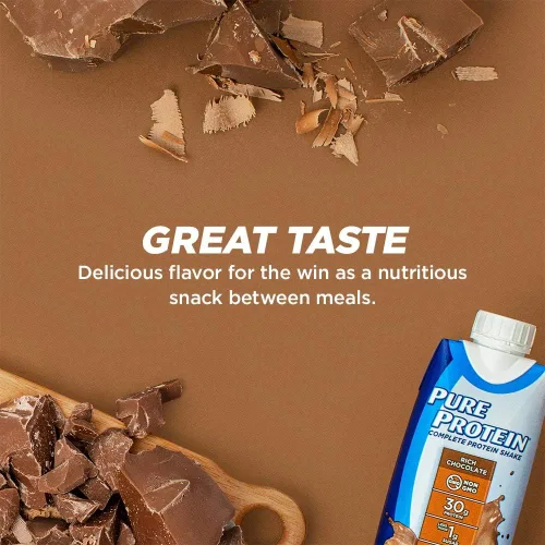 Vista 5 de Pure Protein Batido de proteína de chocolate 1.06 oz de proteína completa listo para beber y amigable para keto Vitaminas A, C, D y E más zinc