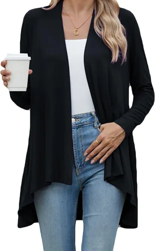Vista 3 de POGTMM Women's Open Front Casual Long Sleeve Lightweight Drape Cardigans Sweater Duster with Pockets (S-3XL)