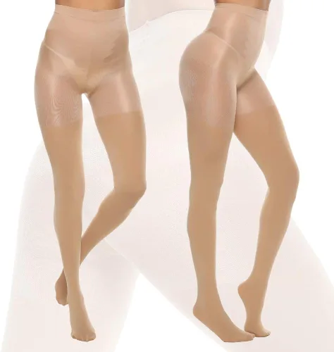 Vista 2 de MANZI 2 pares de medias opacas de cintura alta 70D para mujer