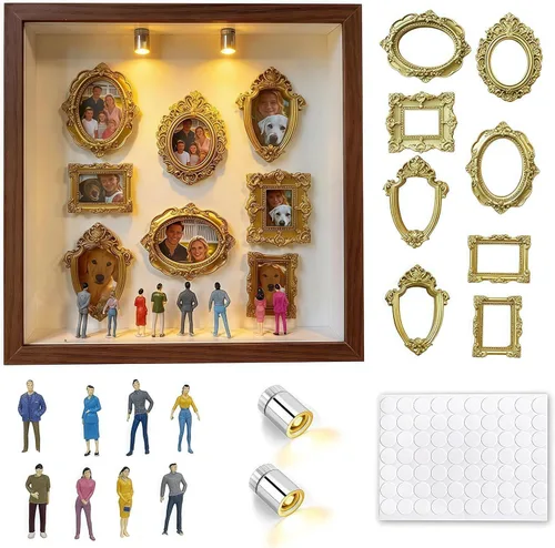 Vista 4 de Regalo de cumpleaños de San Valentín DIY Mini caja de sombra de museo Color madera
