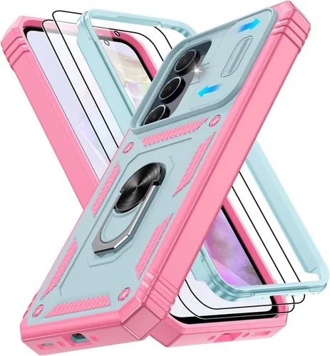 Vista 187 de Gritup Funda para Google Pixel 6 con cubierta deslizante para cámara y protector de pantalla (2 unidades), soporte de anillo giratorio 360°, funda