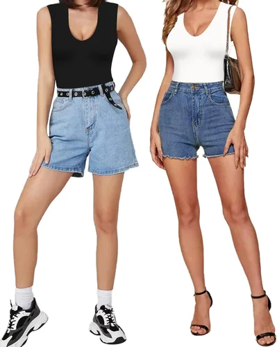 Vista 4 de MANGOPOP Camiseta sin mangas con cuello en V sexy de doble forro para mujer
