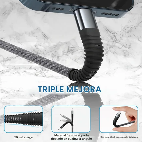 Vista 2 de Cable divisor USB tipo C QC3.0 de carga rápida, 4 en 1 multiUSB C