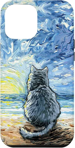 Vista 26 de Nebelung Gray Cat Starry Night Persian Russian Blue Art Case for iPhone 17