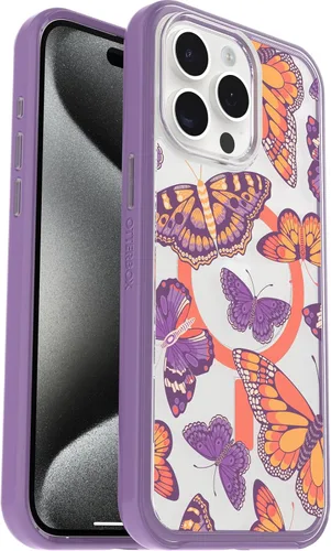 Vista 9 de OtterBox Funda transparente para iPhone 15 Pro MAX (solamente) de la serie Symmetry (transparente), se ajusta a MagSafe, ultra suave, bordes