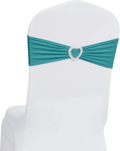 Vista 19 de Paquete de 30 cintas elásticas Howhic de elastano para sillas con lazos, banda de cubierta de silla con hebilla deslizante, lazos elásticos
