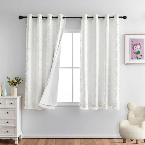 Vista 23 de MYSKY HOME - Cortinas opacas rosadas para dormitorio de niñas de 54 pulgadas de largo, cortinas cortas para tratamiento de ventanas, 100% cortinas