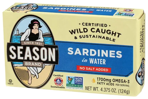 Vista 4 de Seasons Sin sal añadida en agua sardina, 4.375 oz