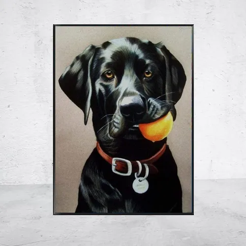 Vista 2 de Kit de pintura de diamante de labrador de perro negro para adultos y niños, pintura de diamante 5D, manualidades para decoración de pared del hogar
