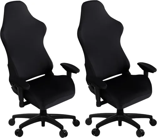 Vista 10 de SARAFLORA - Fundas elásticas para silla de computadora para sillón, silla giratoria, silla de juego, silla de computadora (negro, extragrande)
