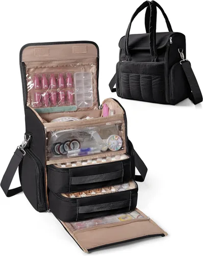Vista 8 de Bolsa organizadora de esmalte de uñas con capacidad para 70 Rosa