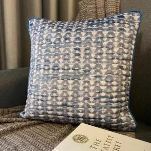 Vista 59 de The HomeCentric Funda de almohada con cremallera, funda de cojín azul de 12 x 12 pulgadas, funda de cojín de algodón bordado para sofá, diseño