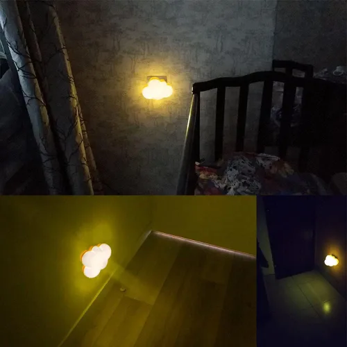Vista 5 de AUSAYE Paquete de 2 luces LED de noche enchufables, luz nocturna de nube, mini luces nocturnas bonitas para adultos y niños Base amarilla