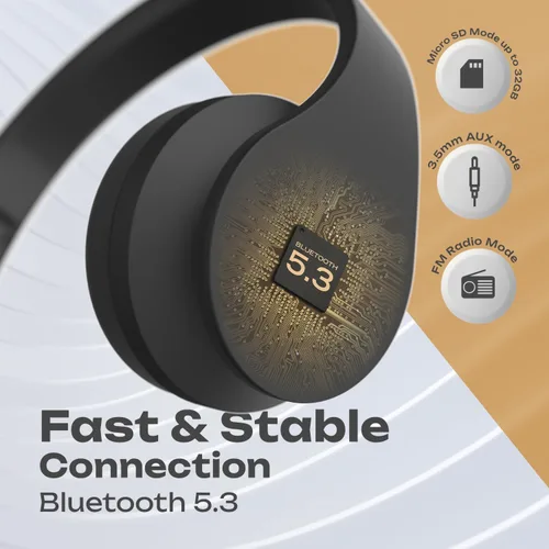 Vista 5 de PowerLocus - Audífonos inalámbricos Bluetooth para usar sobre las orejas, estéreo, plegables, con cable y micrófono incorporado para iPhone