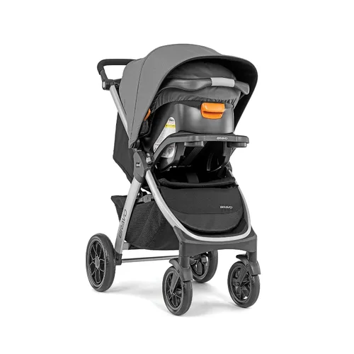 Vista 9 de Chicco Bravo - Sistema de viaje 3 en 1, cochecito plegable rápido con asiento de coche Brooklyn/Navy, baby stroller, KeyFit 30 car seat, newborn