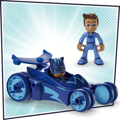 Vista 9 de PJ Masks - Power Pack Set de juguetes de Catboy para preescolar, con 2 figuras de acción, vehículo, pulsera y máscara de disfraz infantil
