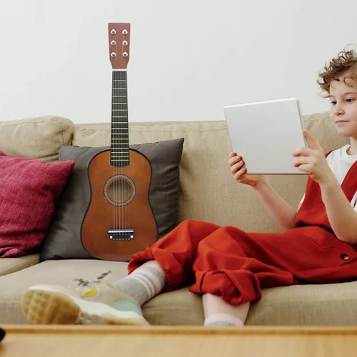 Vista 7 de Guitarra acústica de 23 pulgadas para niños, pequeño instrumento popular para principiantes, niños y niñas, cómoda y ligera guitarra de práctica