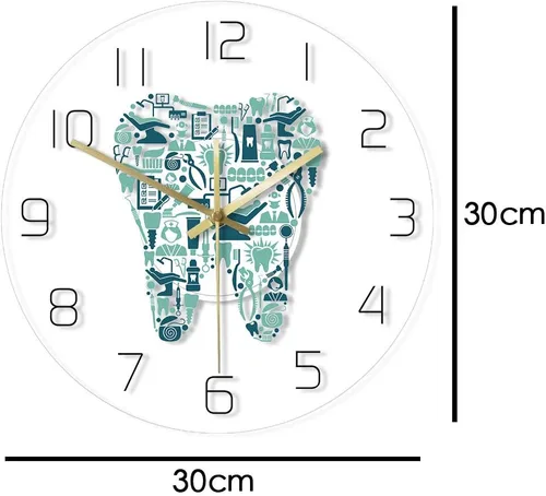 Vista 3 de The Geeky Days Reloj de pared con iluminación LED USB, símbolos de cuidado dental, reloj colgante de acrílico, movimiento silencioso, con 7