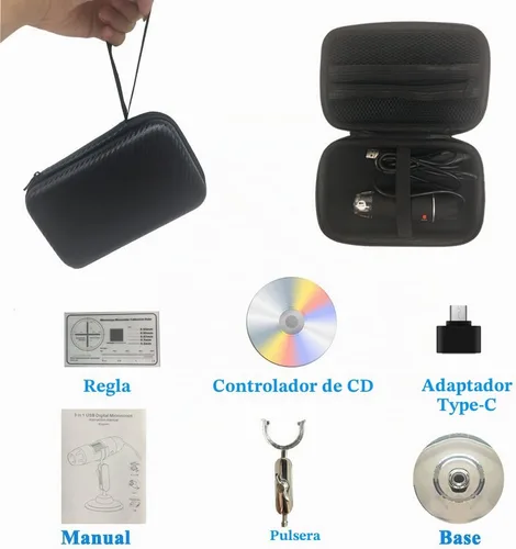 Vista 6 de Jiusion Microscopio USB original 40-1000X con estuche de transporte