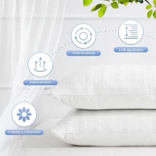 Vista 3 de Meoflaw Juego de 2 almohadas refrescantes para dormir, tamaño estándar, almohada de espuma viscoelástica triturada, almohada estándar ajustable