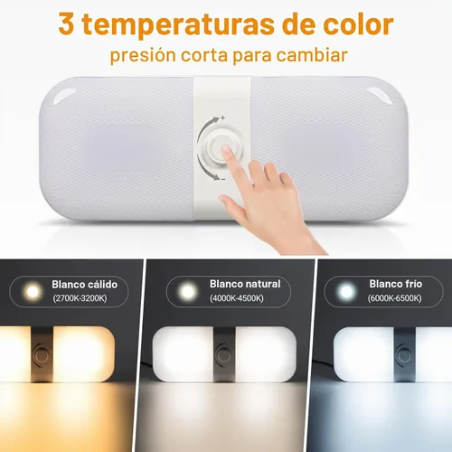 Vista 2 de CT CAPETRONIX Luces Interiores para RV 1700LM, Luces para Camper de 3 Colores TEM, Regulables 12v Voltios Luminaria de Luces LED, Luz de Cúpula