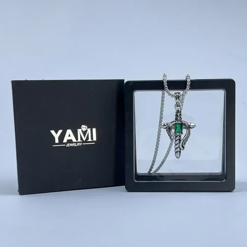Vista 9 de YAMI Collar de alas angulares para hombre, ángel de la guarda, dragón, cuervo, pulpo, collar de anime, collar de acero inoxidable 316